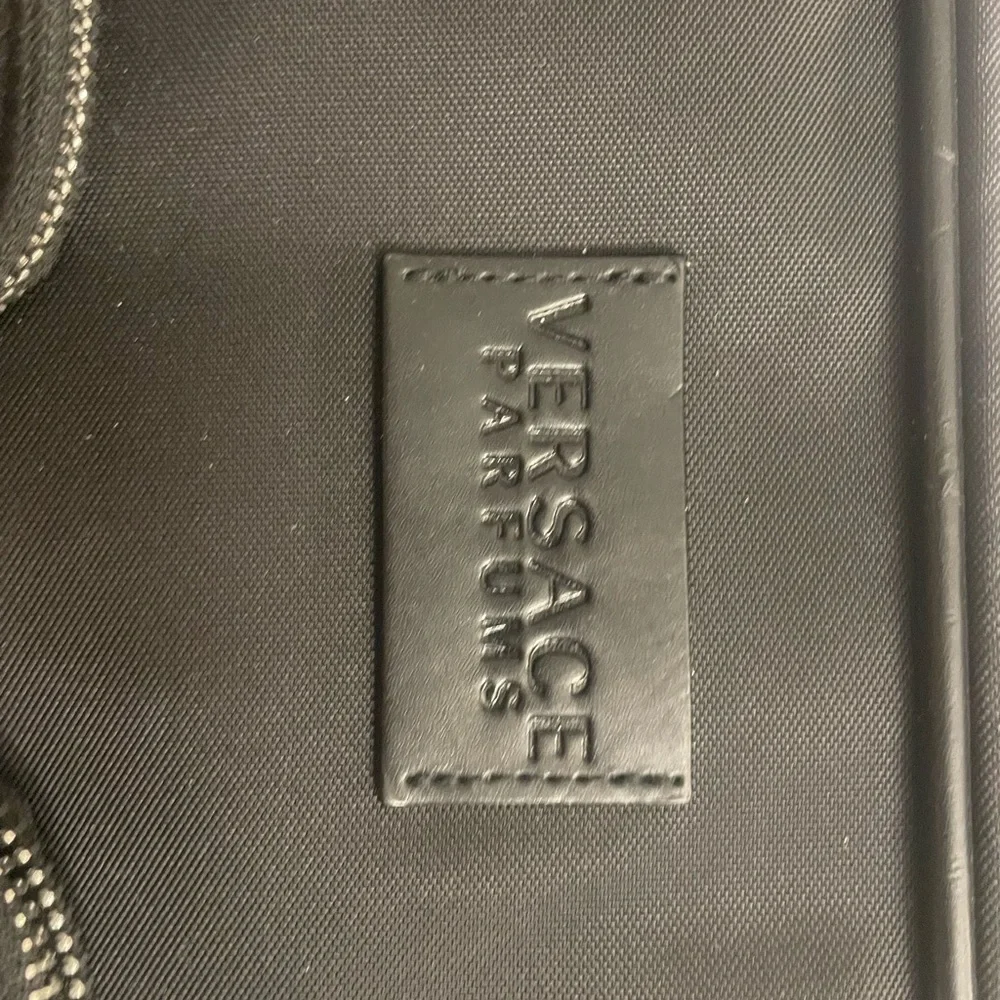 Versace Parfums Black Duffel Bag with Silver Accents NEW